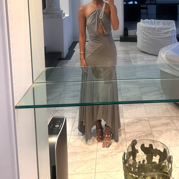 The Attico Long Jersey Dress in Gray - Picture 1 of 3